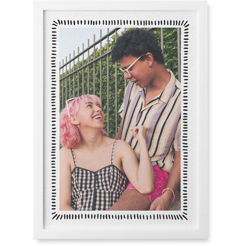 Dashing Border Photo Tile, White, Framed, 5x7, Black, black