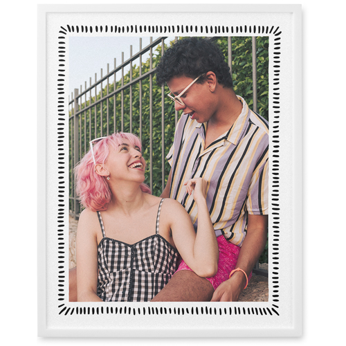 Dashing Border Photo Tile, White, Framed, 11x14, Black, black