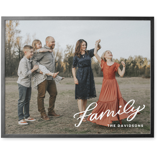 Family Letters Photo Tile, Black, Framed, 11x14, White, white