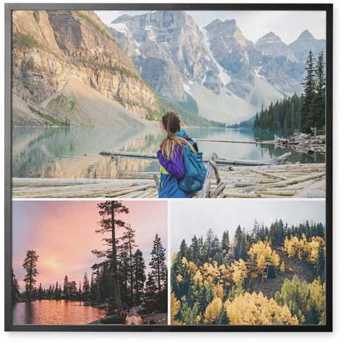 Three Piece Photo Tile, Black, Framed, 16x16, Multicolor