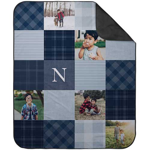 Patchwork Monogram Picnic Blanket, Blue