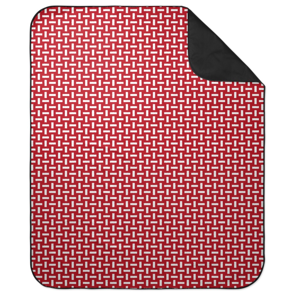 Geometrically Assembled Flag - Red Picnic Blanket, Red