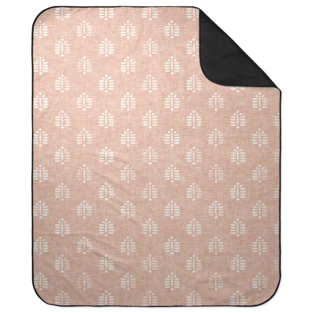 Block Print Fern - Dusty Pink Picnic Blanket, Pink