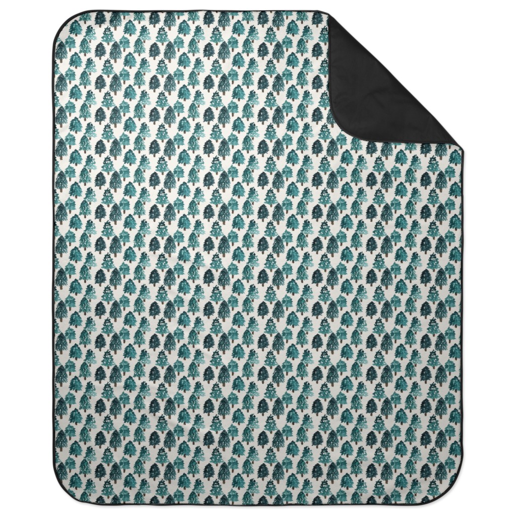 Christmas Trees Dense Forest Picnic Blanket, Blue