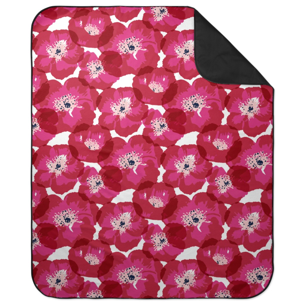 Really Big Poppies - Red Picnic Blanket, Pink, Bright Pink