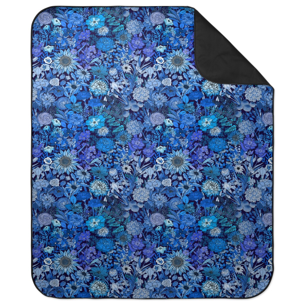 Frozen Flowers Picnic Blanket, Blue, True Blue