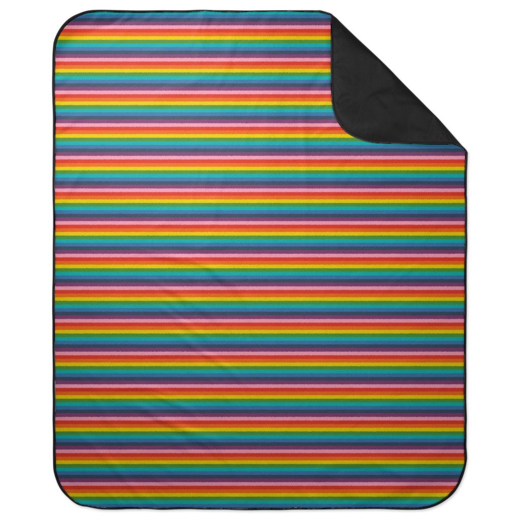 Colorful Live - Rainbow Stripe Picnic Blanket, Multicolor