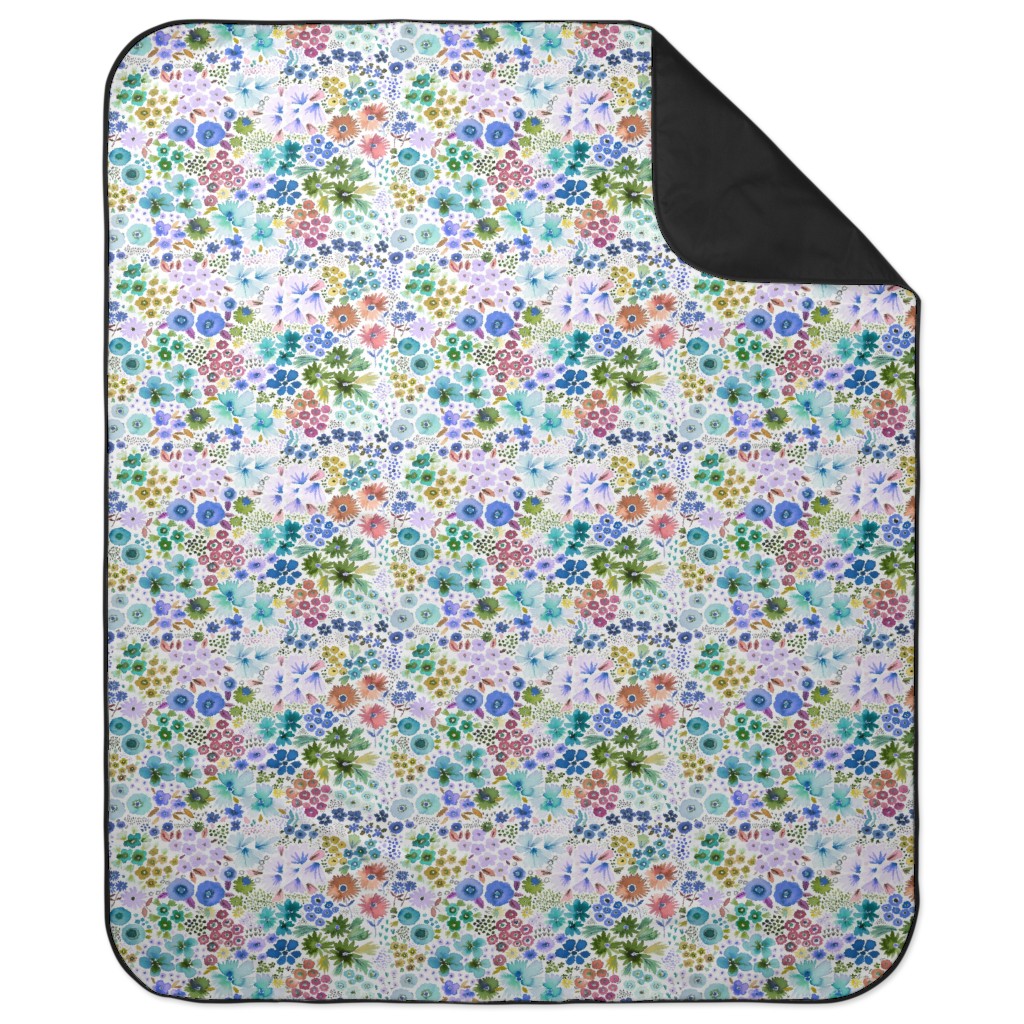 Artful Little Flowers - Multi Picnic Blanket, Multicolor