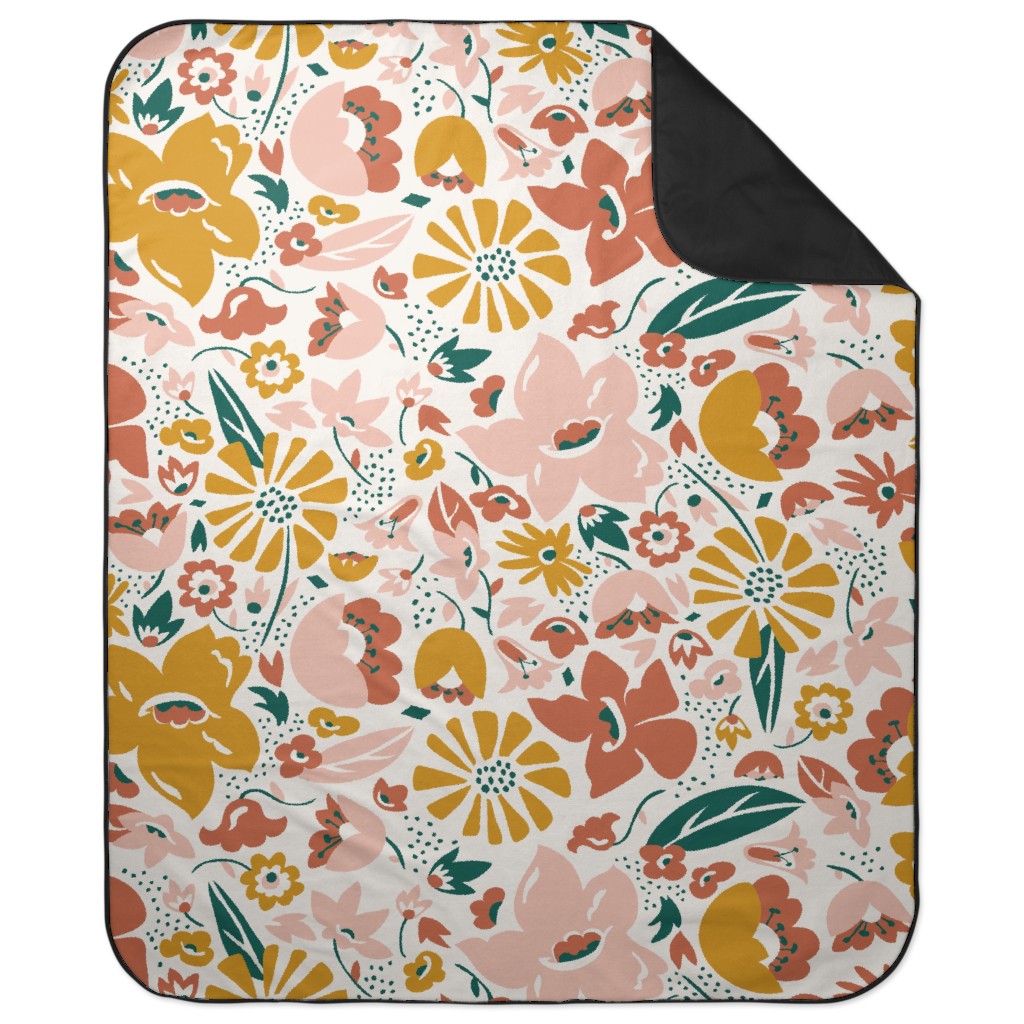 Betty Modern Floral - Pink Picnic Blanket, Multicolor