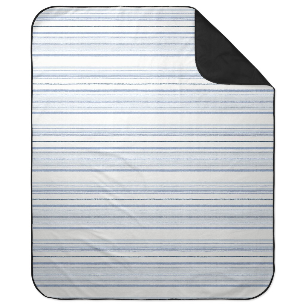 Double Anderson Stripe - Blue Picnic Blanket, Blue