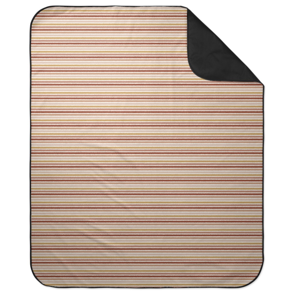 Retro Stripes - Pink on Faux Linen Picnic Blanket, Pink
