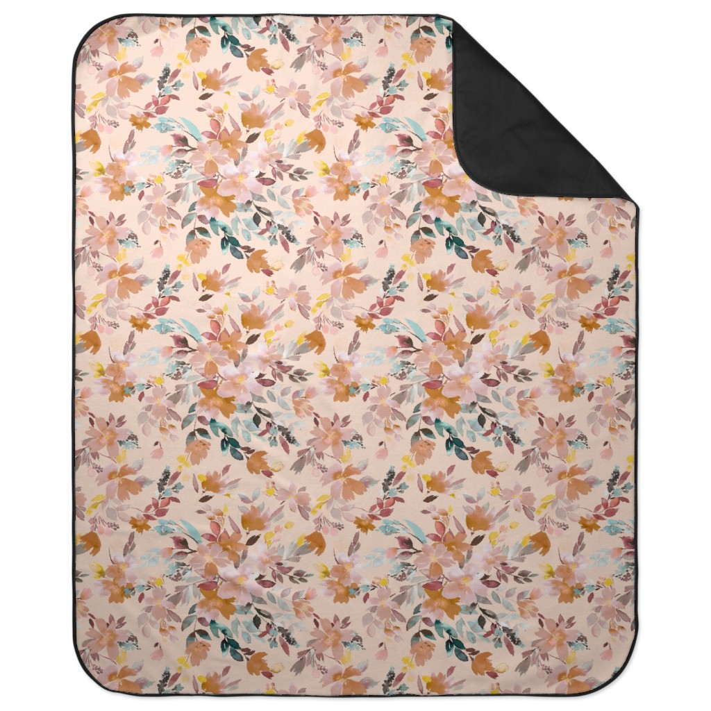 Summery Oleander Floral - Soft Pink Picnic Blanket, Pink, Bright Pink