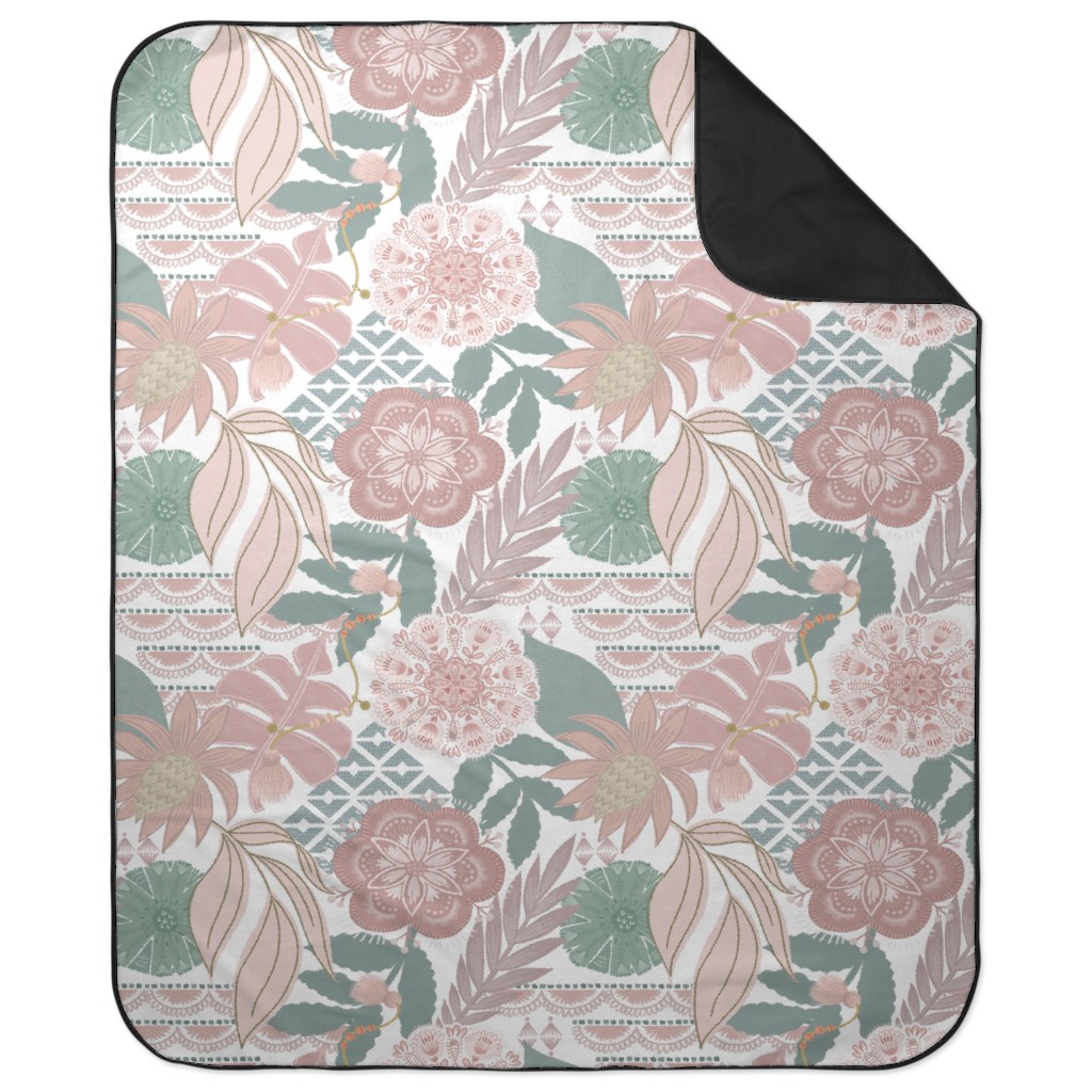 Boho Tropical Picnic Blanket, Multicolor