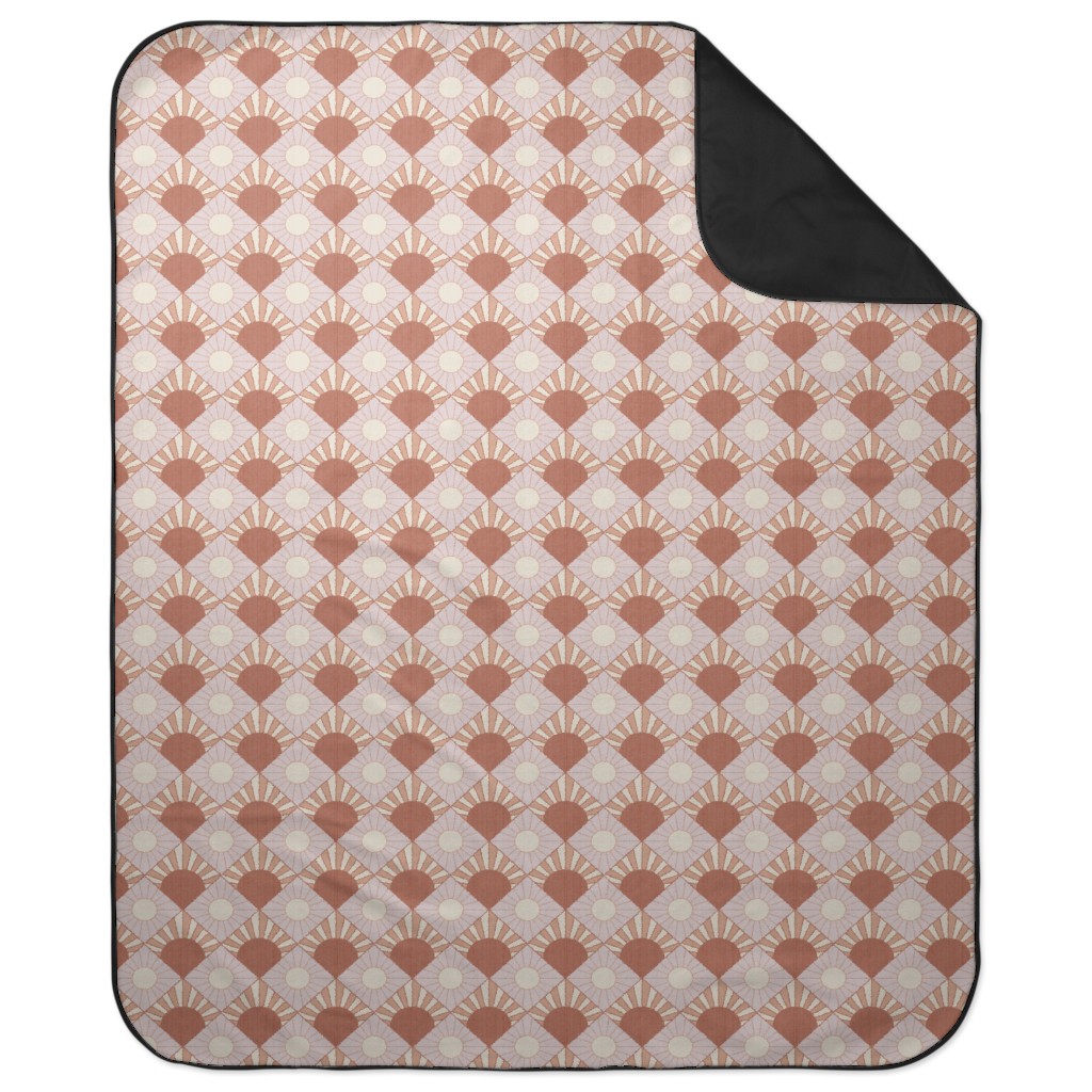 Mid Century Geometric Sun - Pink Picnic Blanket, Pink