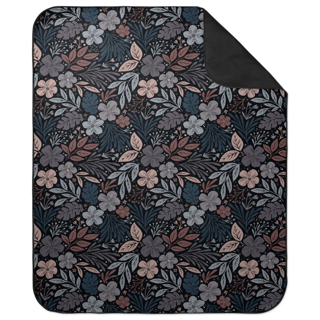 Dark and Moody Floral Picnic Blanket, Multicolor