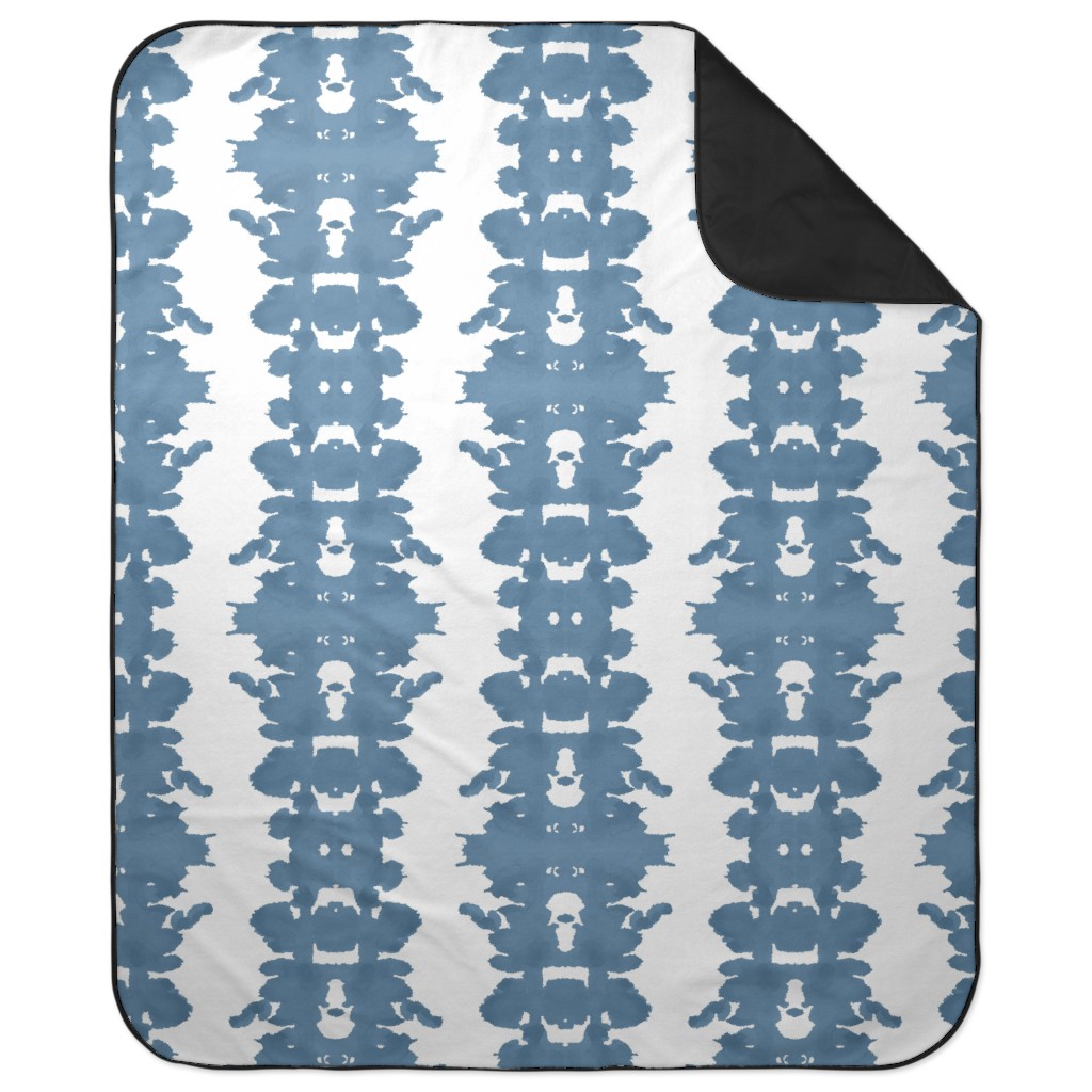 Double Inkblot - Blue Picnic Blanket, Blue, True Blue