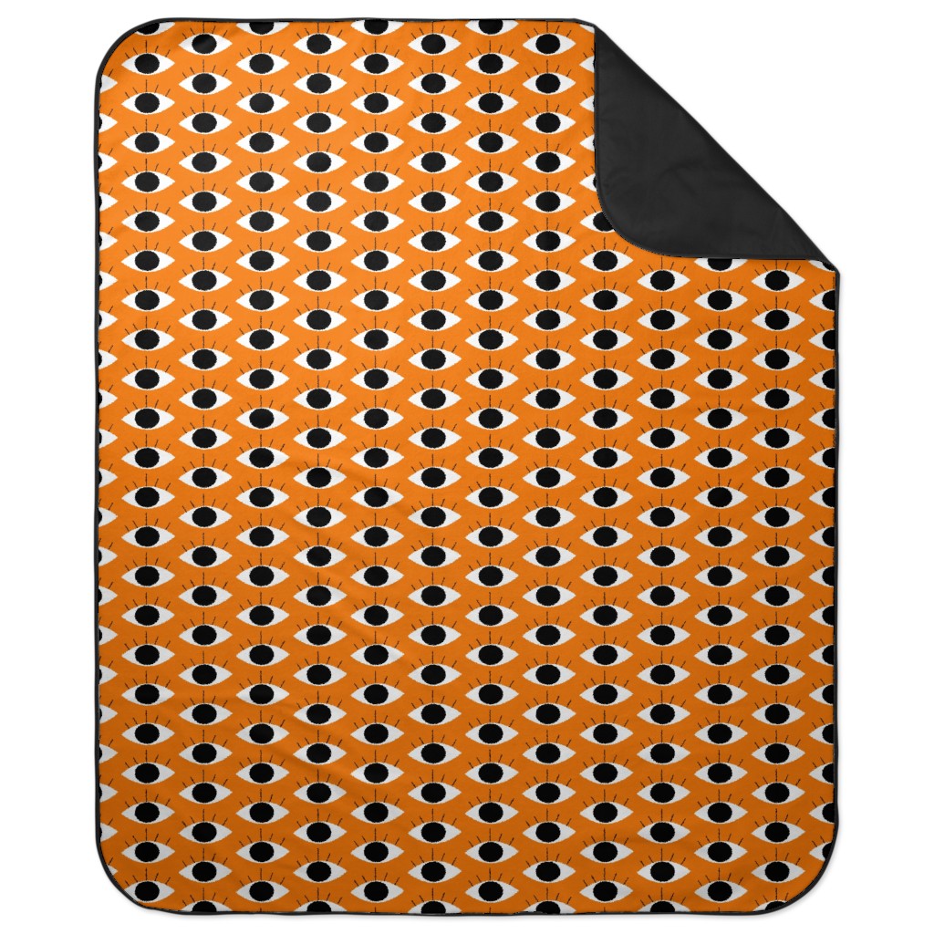 Spooky Eye - Orange Picnic Blanket, Orange