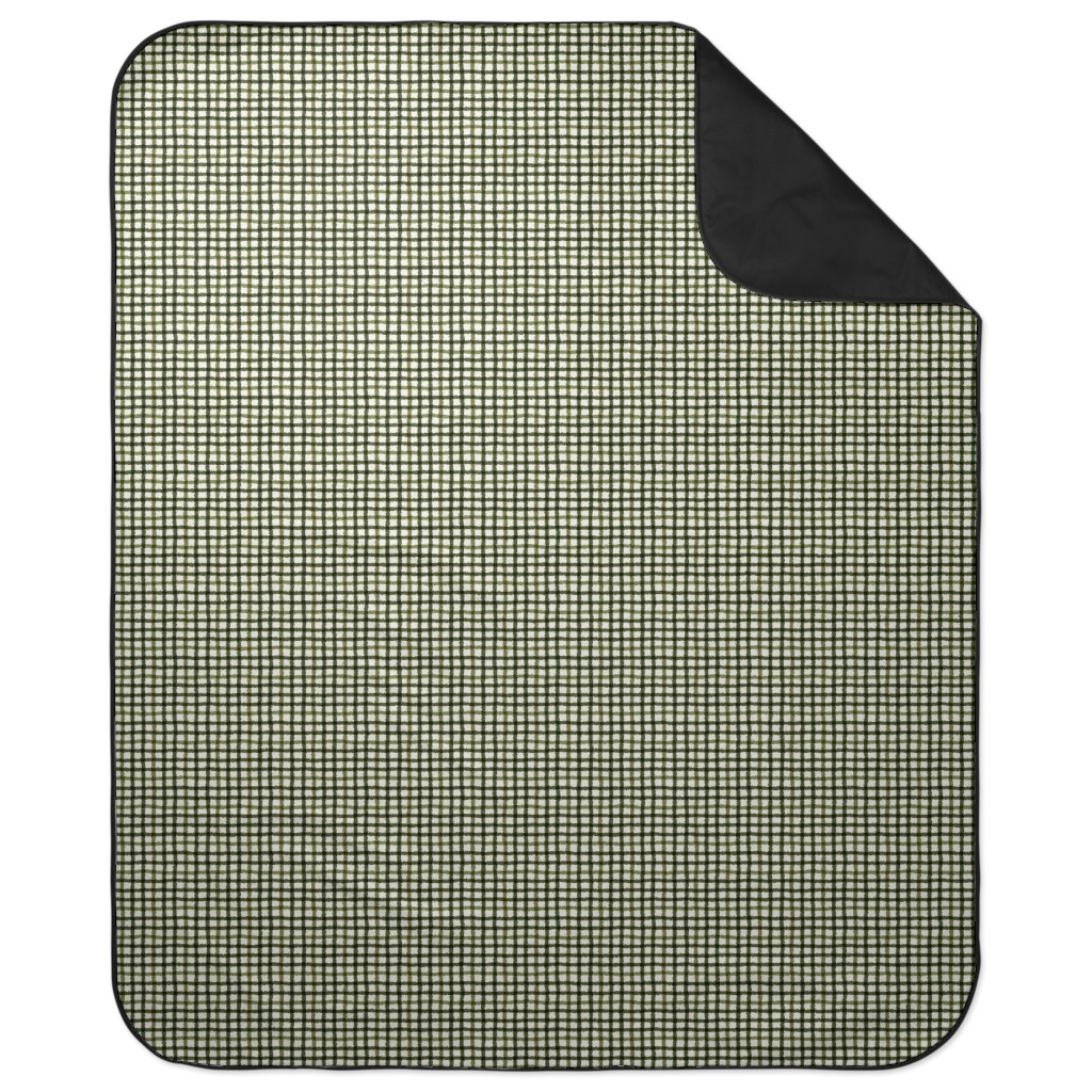 Wobbly Gingham Check Picnic Blanket, Green