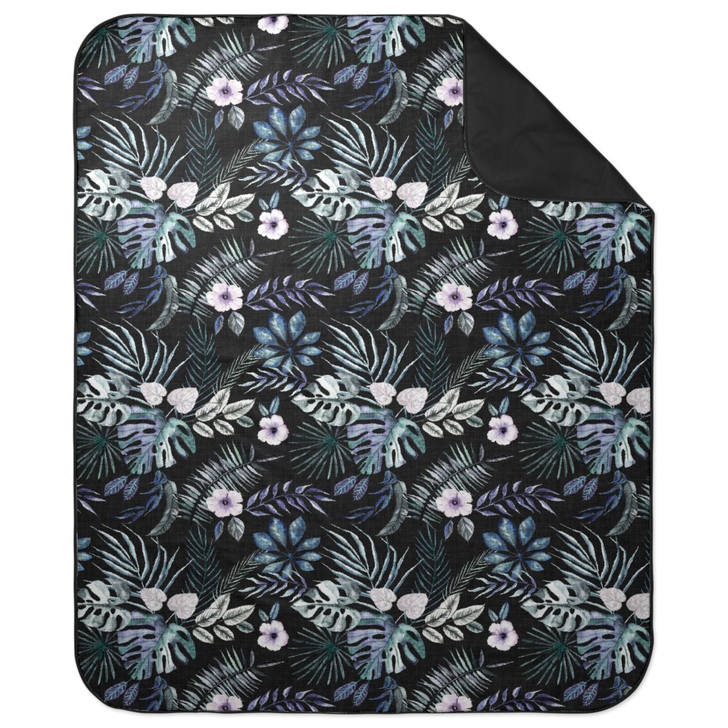 Phantasmagorial Jungle Picnic Blanket, Black, Black