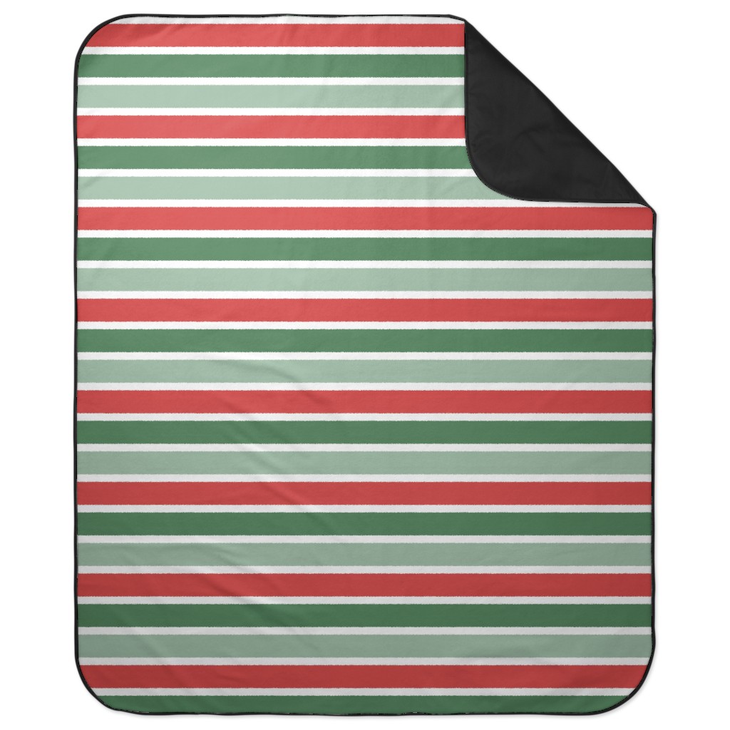 Cozy Christmas Stripe - Red and Green Picnic Blanket, Multicolor