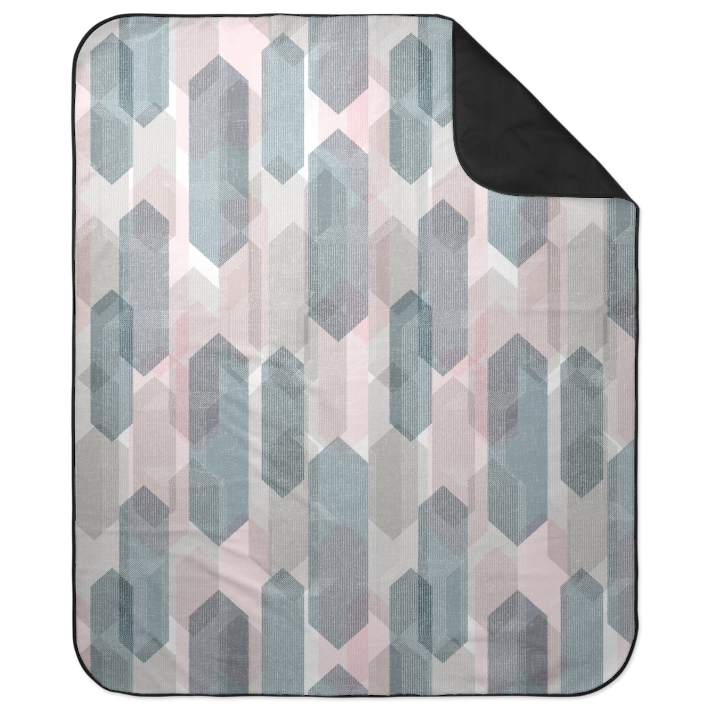 Deco Mod Hex Reflections Picnic Blanket, Gray, Gray