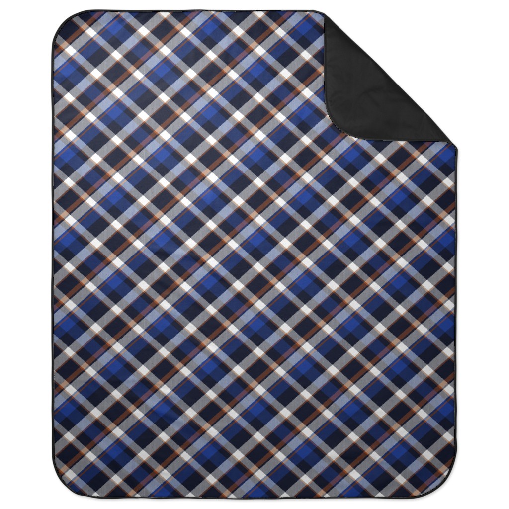 Cora's Plaid - Blue Picnic Blanket, Blue, True Blue