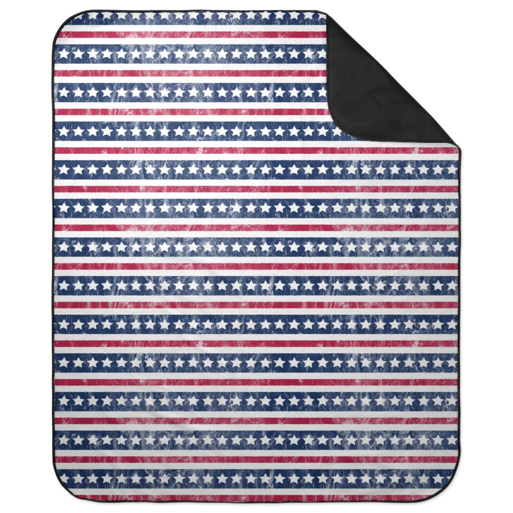 Stars and Stripes - Red, White and Blue Picnic Blanket, Multicolor