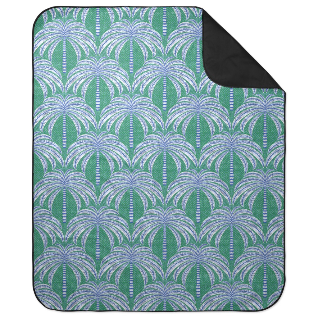 Palm Springs Palm Trees - Green Picnic Blanket, Green