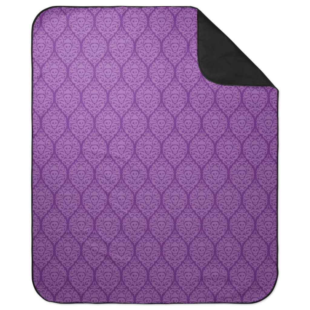 Spooky Damask - Purple Picnic Blanket, Purple