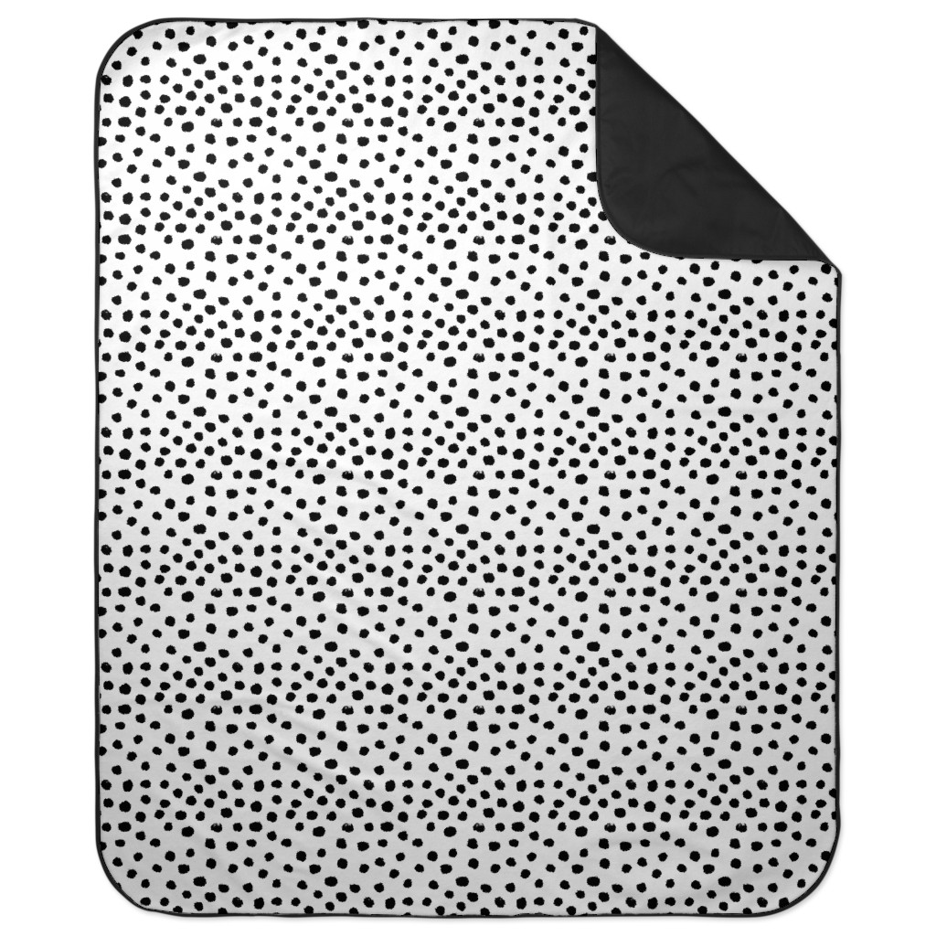 Soft Painted Dots Picnic Blanket, White, Black