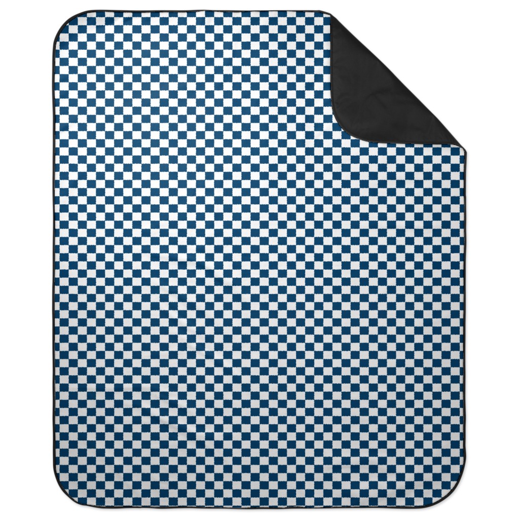 Wonderland Checkerboard - Lonely Angel Blue & White Picnic Blanket, Blue, True Blue