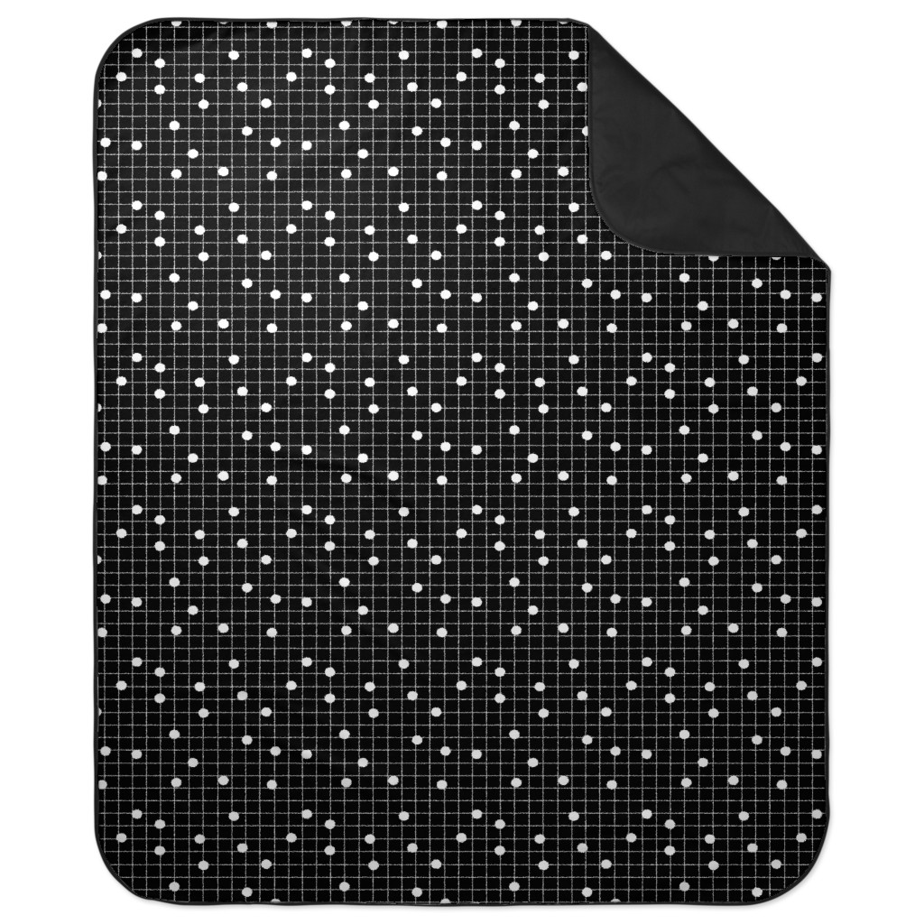 Dot Line - Black and White Picnic Blanket, Black