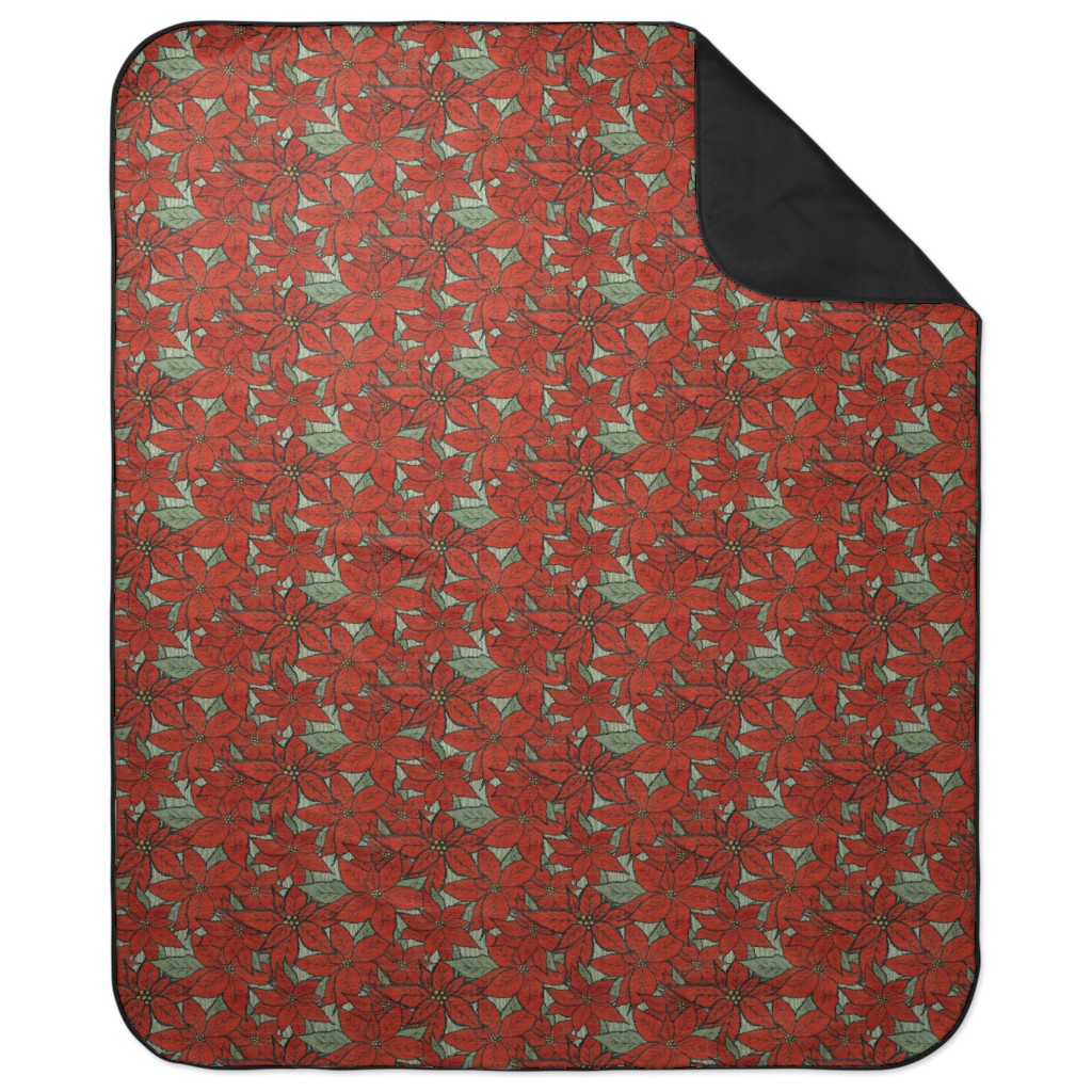 Wild Poinsettias Picnic Blanket, Red