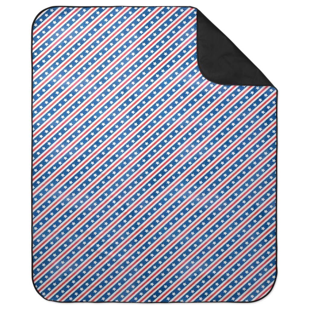 Stars & Stripes - Diagonal Picnic Blanket, Blue