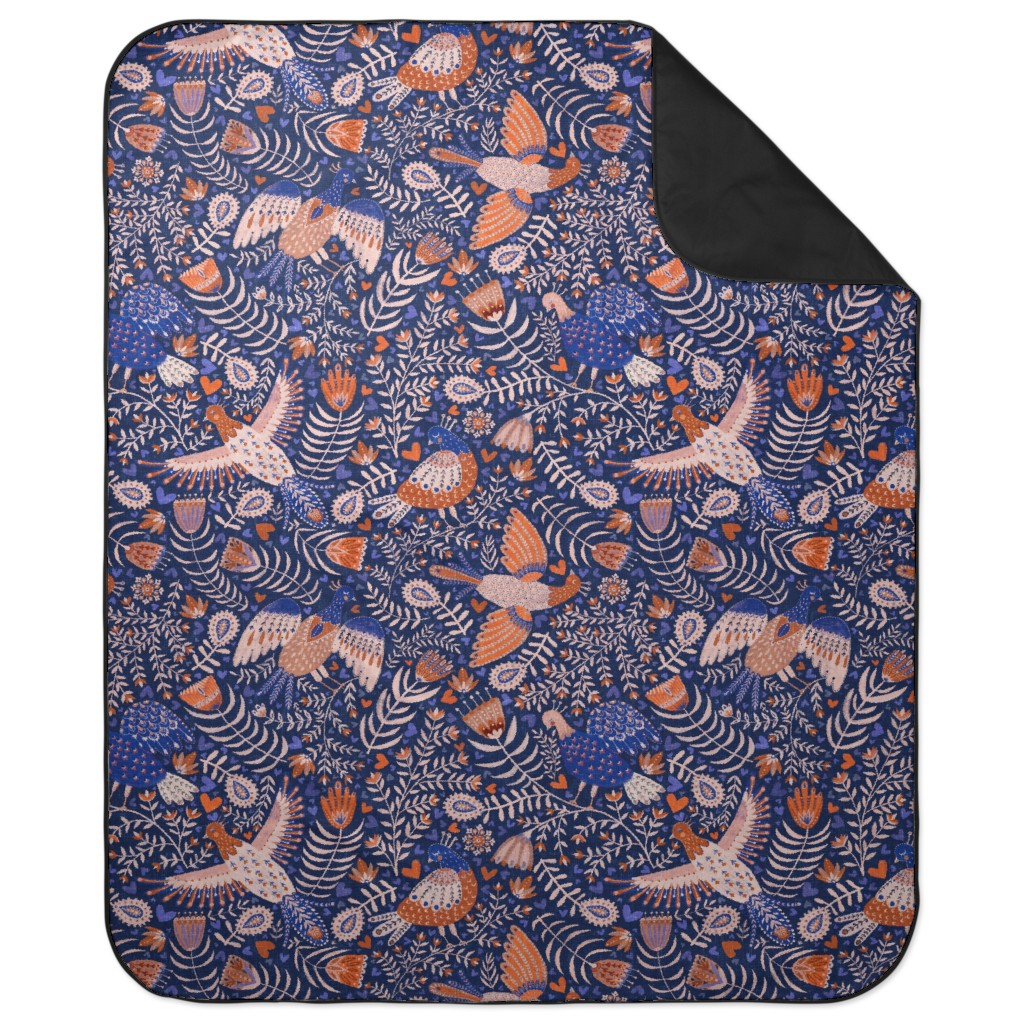 All My Birds - Blue Picnic Blanket, Blue, True Blue