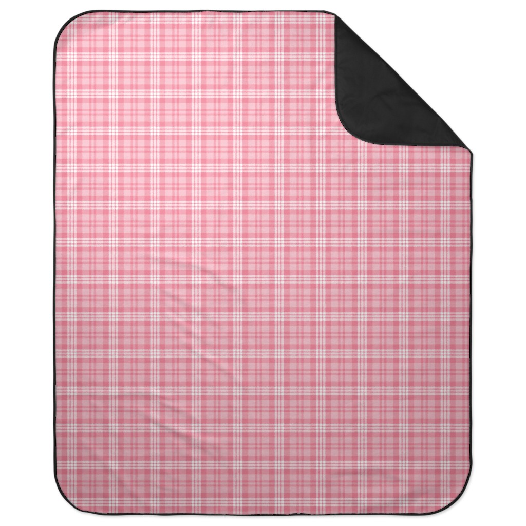 Plaid Pattern Picnic Blanket, Pink, Penelope