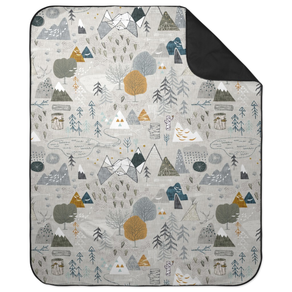 Max's Map - Gray Picnic Blanket, Gray, Gray