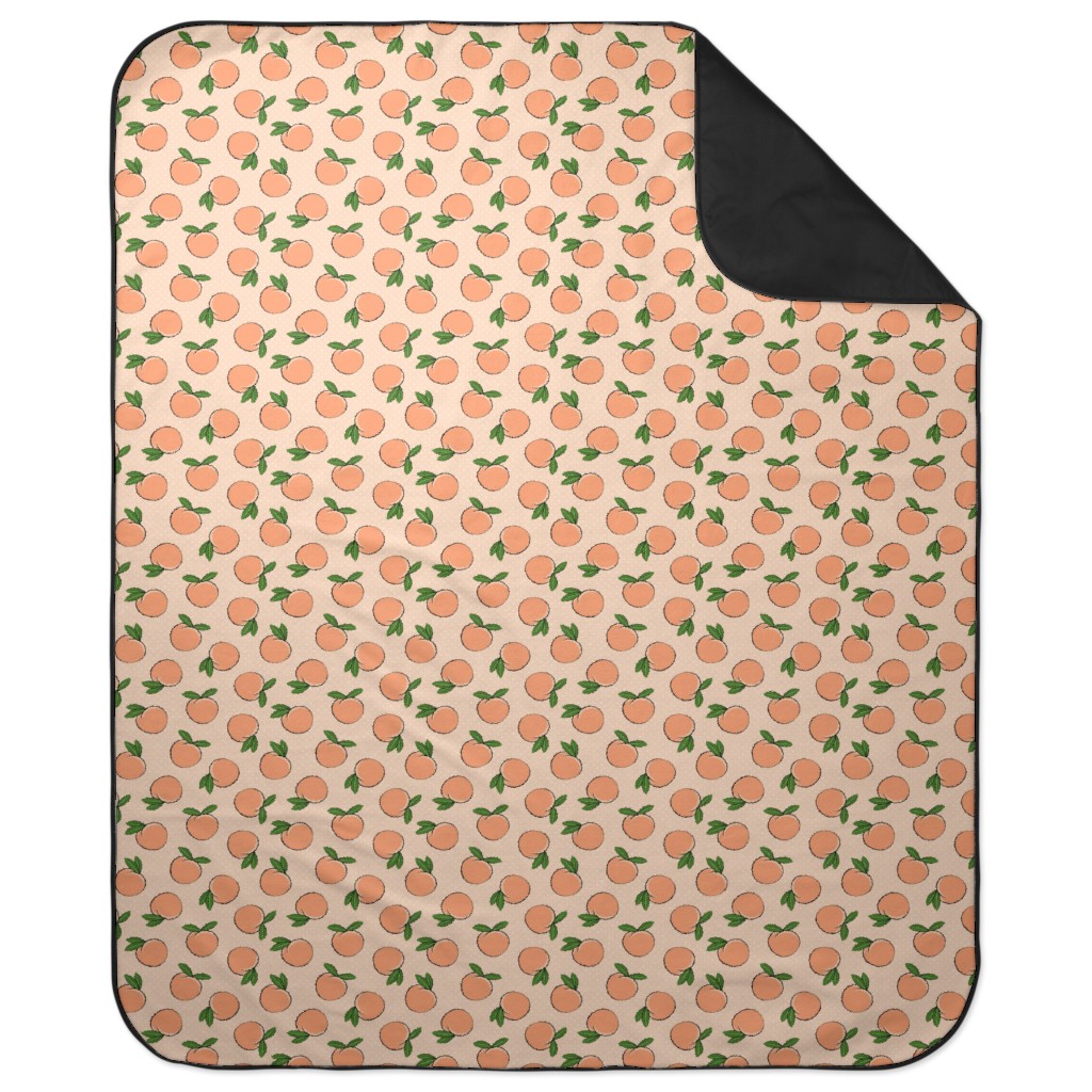 Peachy Polka Dots - Peach Picnic Blanket, Orange