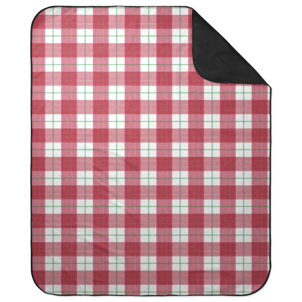 Double Plaid Picnic Blanket, Red, Apple