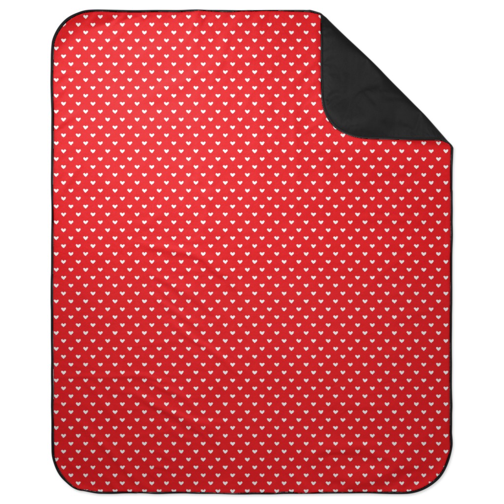Love Hearts - Red Picnic Blanket, Red