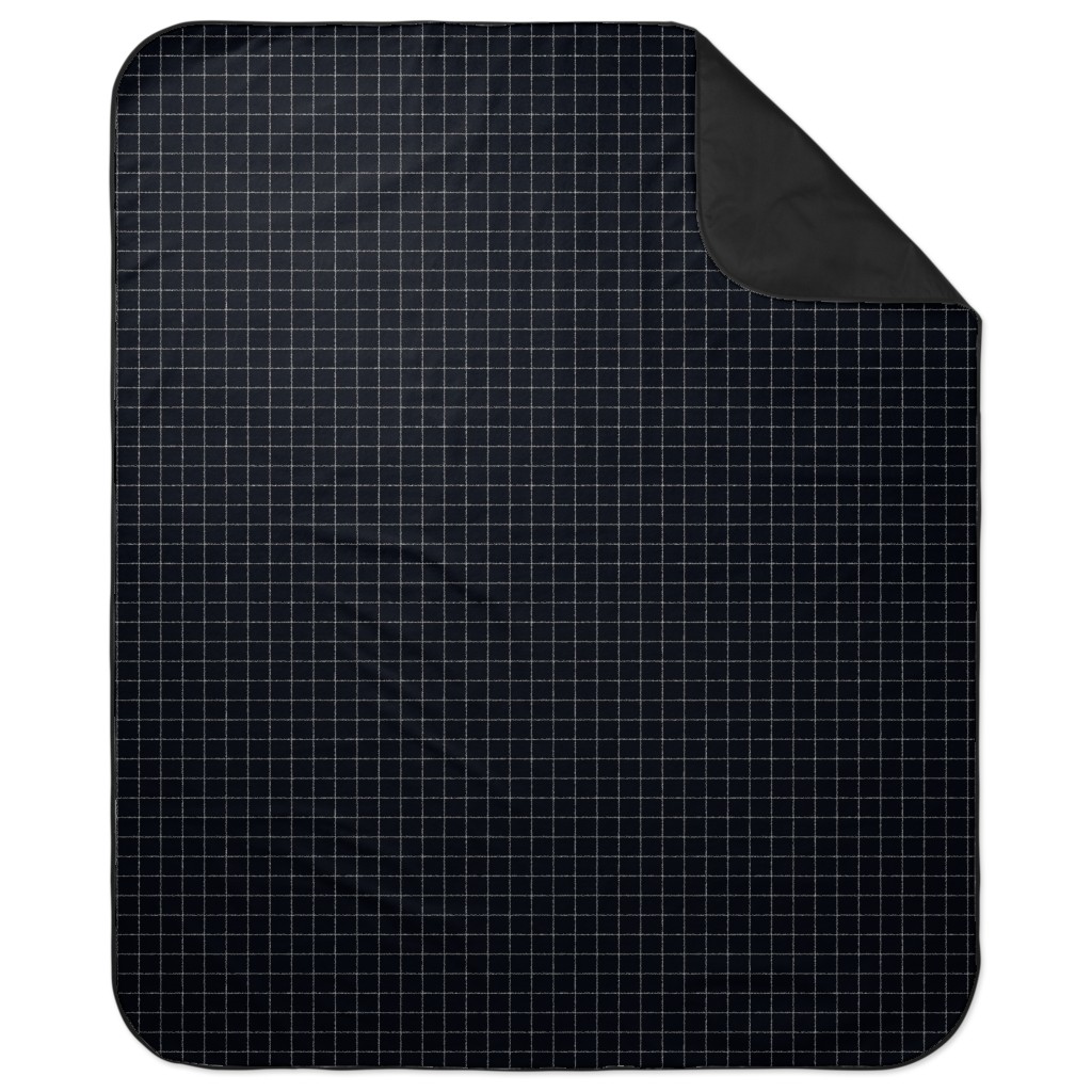 Grid - Black Ad White Picnic Blanket, Black