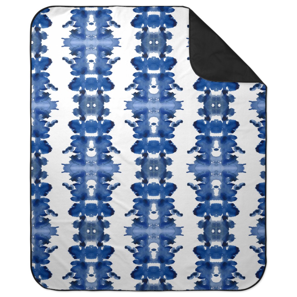 Indigo Double Inkblot Picnic Blanket, Blue