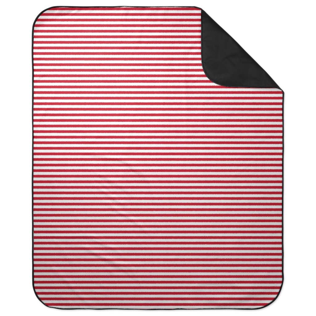 Stripes - Red and White Picnic Blanket, Red