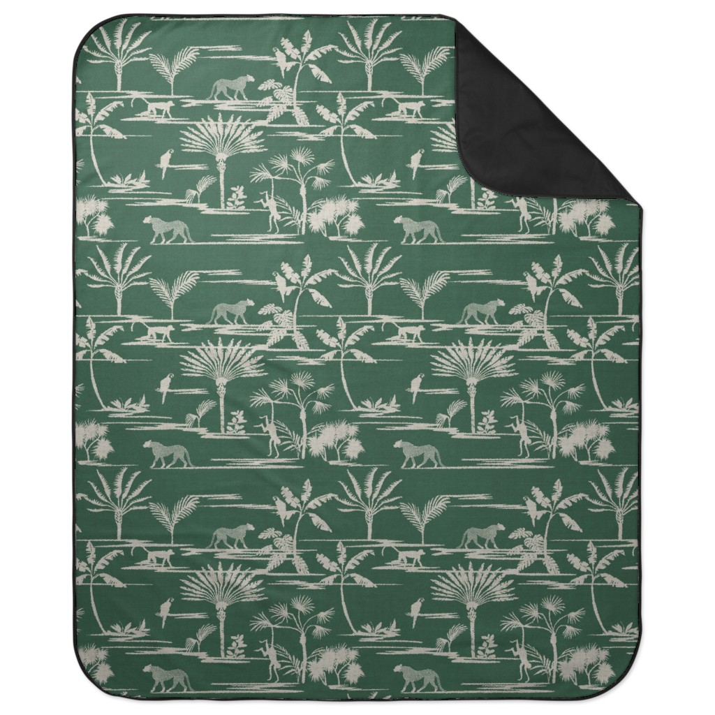 Jungle Thrive - Green Picnic Blanket, Green