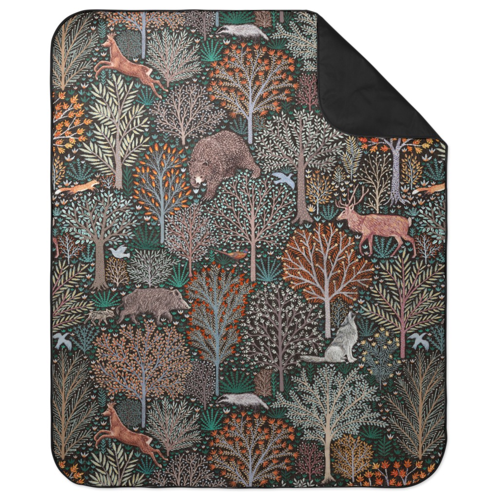 Forest & Animals - Multi Picnic Blanket, Multicolor