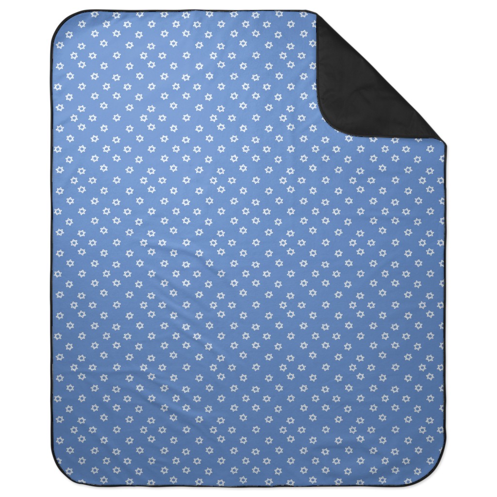Star of David - White & Blue Picnic Blanket, Blue, True Blue