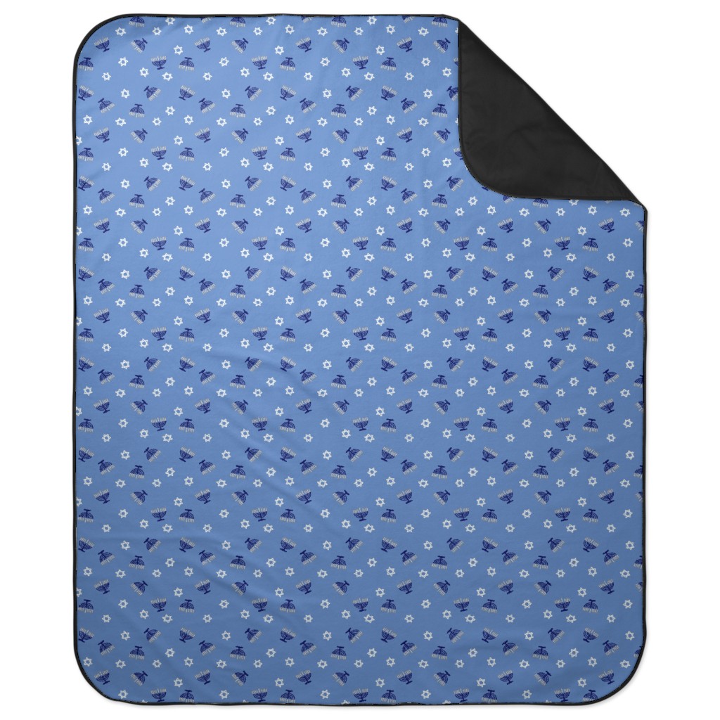 Hanukkah - Blue Picnic Blanket, Blue, True Blue