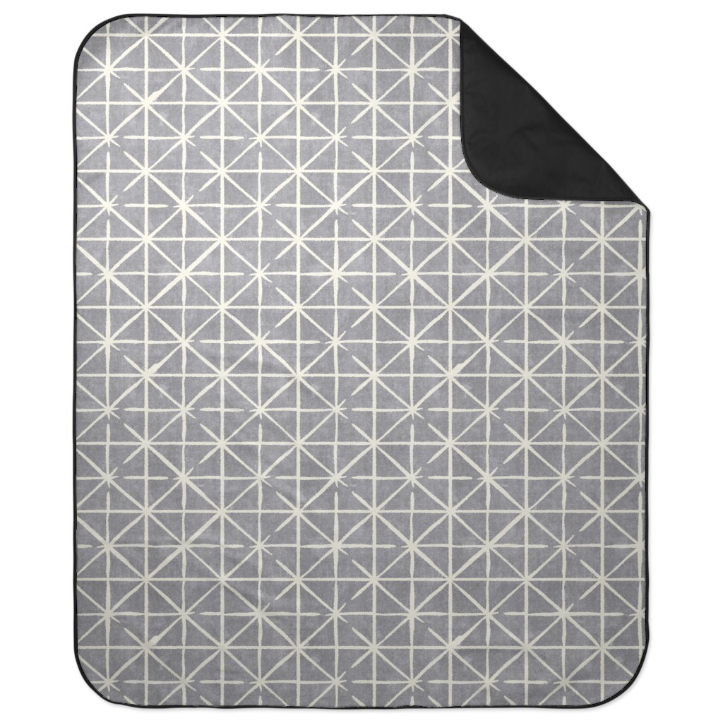 Geometric Triangles - Distressed - Grey Picnic Blanket, Gray