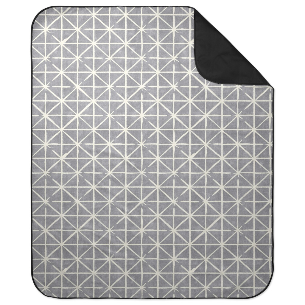 Geometric Triangles - Distressed - Grey Picnic Blanket, Gray, Gray