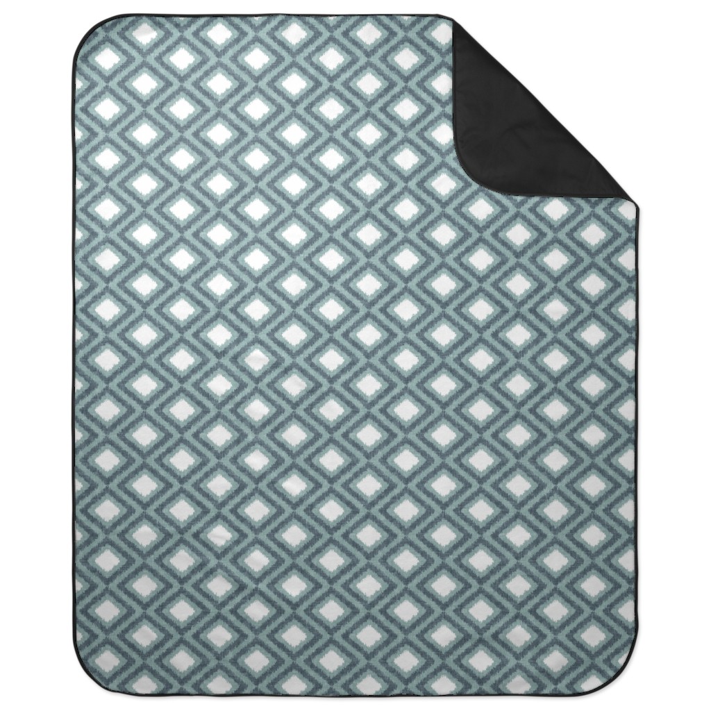 Ikat Diamonds - Dusty Blue Picnic Blanket, Blue